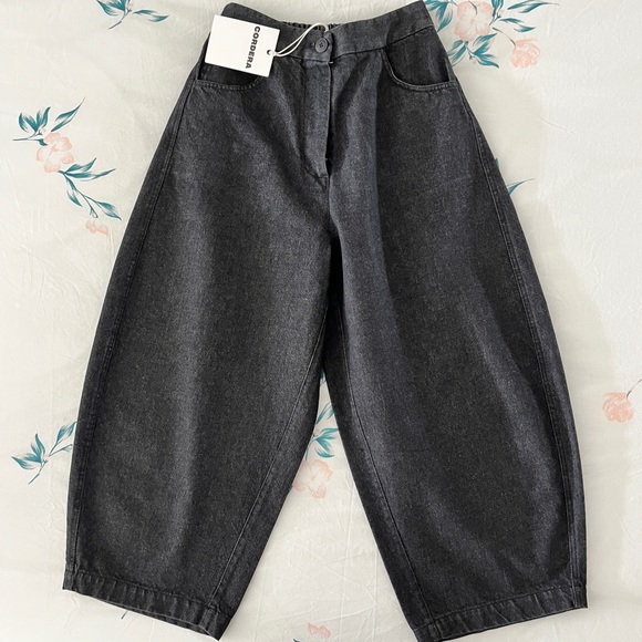 Sold // Cordera Curved Leg Pants in Washed Black - Picture 3 of 4